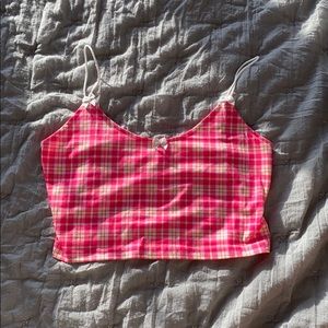 Pink Plad cami tank cropped